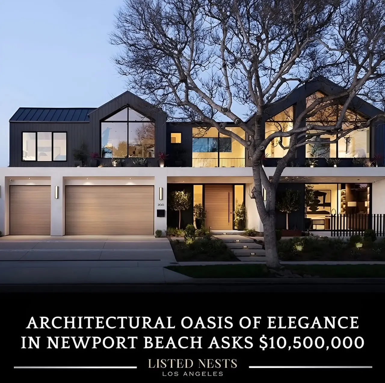 Listed Nests LA instagram post showing front view of a house