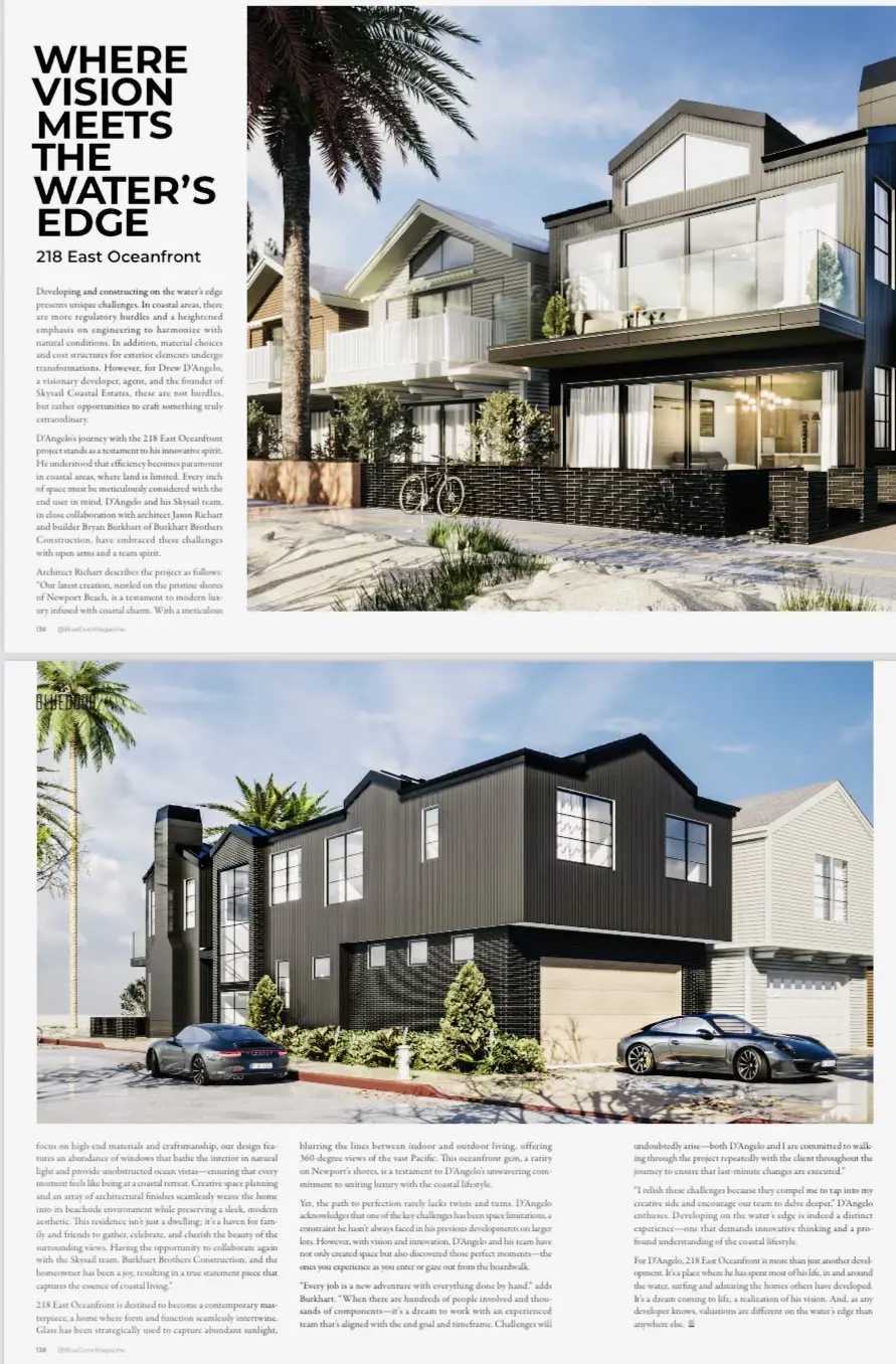 Magazine cover showing two properties built by Burkhart Bros
